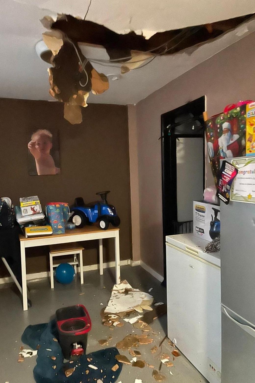 Collapsed kitchen ceiling