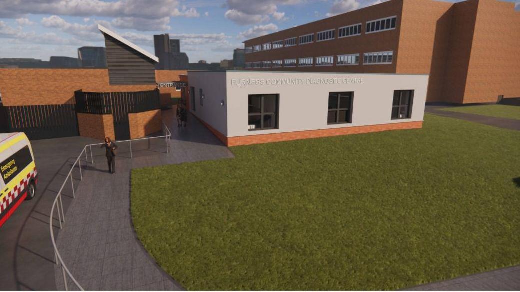 An artist's impression of the proposed diagnostic centre at Furness General Hospital