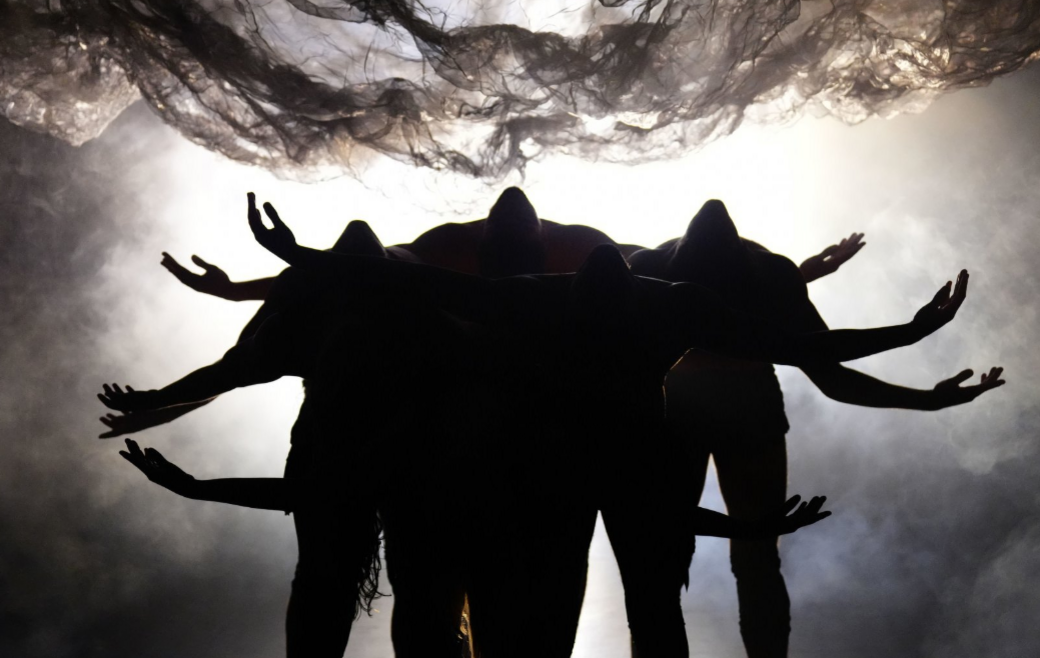 Silhouette of circus performers