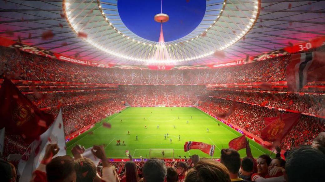 Architects' impression of what the pitch and stands in the new stadium could look like.