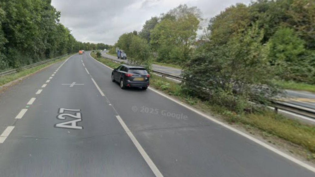 A google maps image of the A27 Westbound, between the Fishbourne roundabout and Emsworth turn-off.
