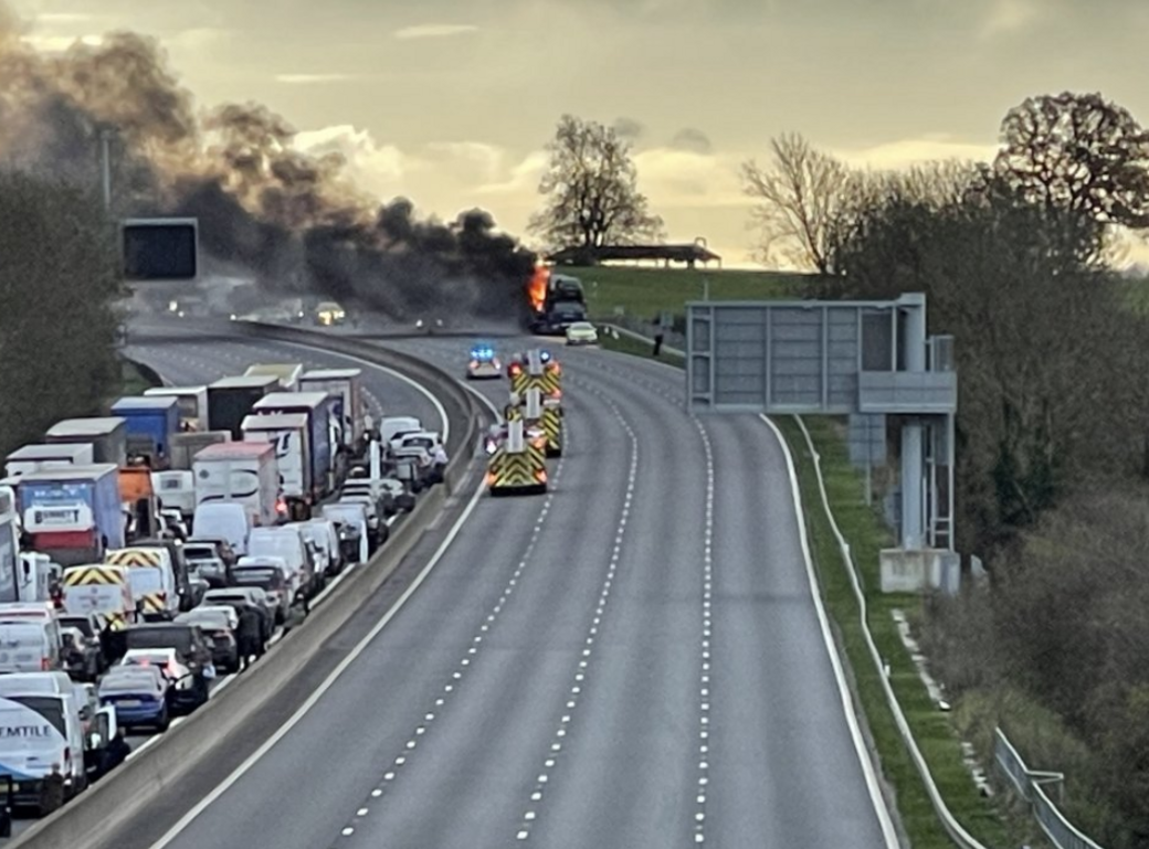 M6 lorry fire