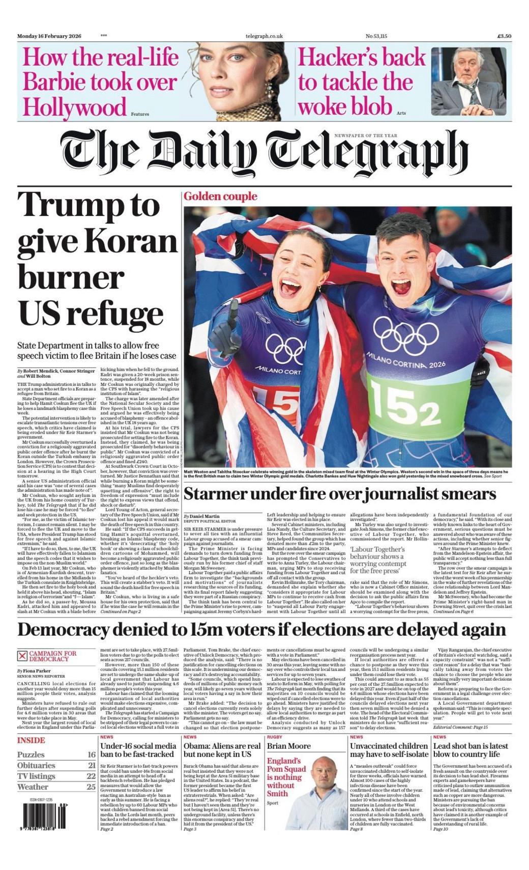 Titulli i Daily Telegraph thotë: "Trump do t'i japë strehim SHBA-së djegësit të Kuranit".