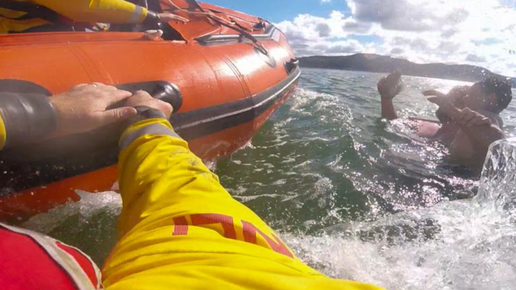 RNLI crew rescue Mr Hodson and boy