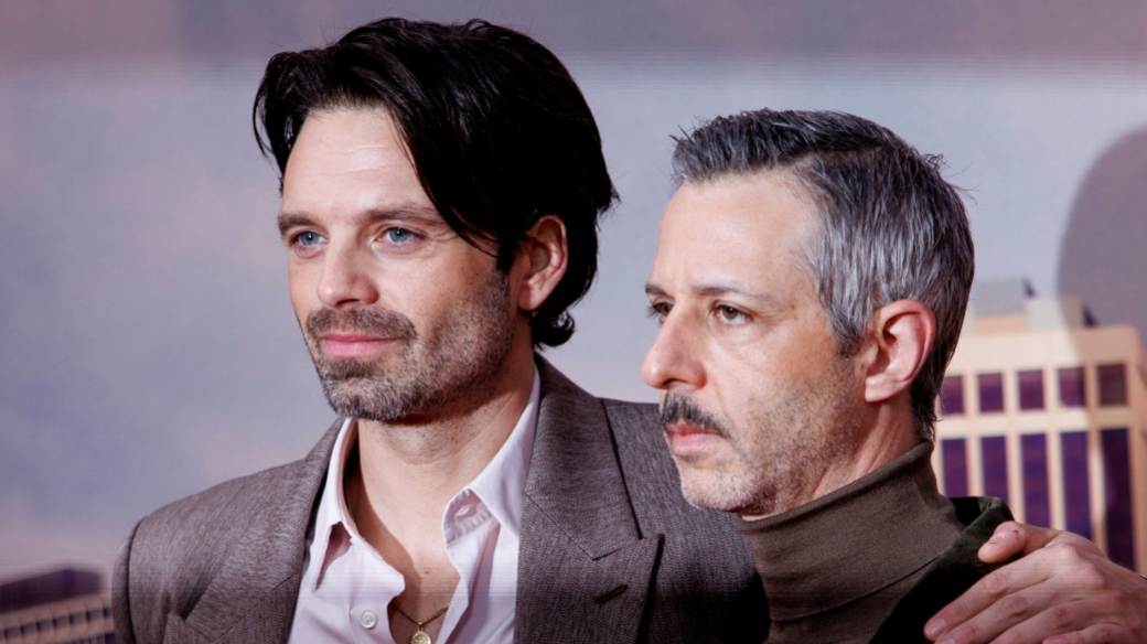 The Apprentice stars Sebastian Stan and Jeremy Strong at the London premiere on Tuesday