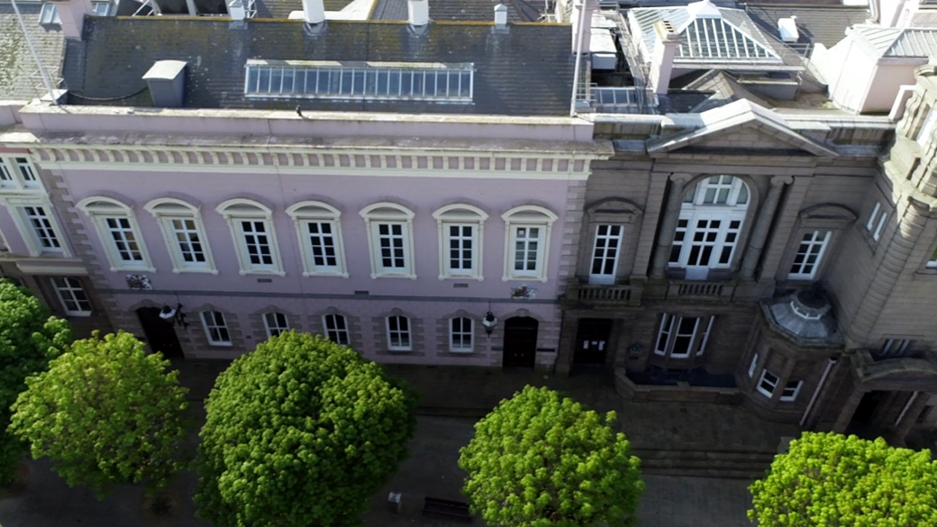 Jersey government building aerial view