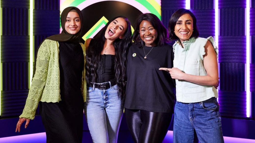 Humaira Bham, Olivia Wright and Irene Kaali with Anita Rani