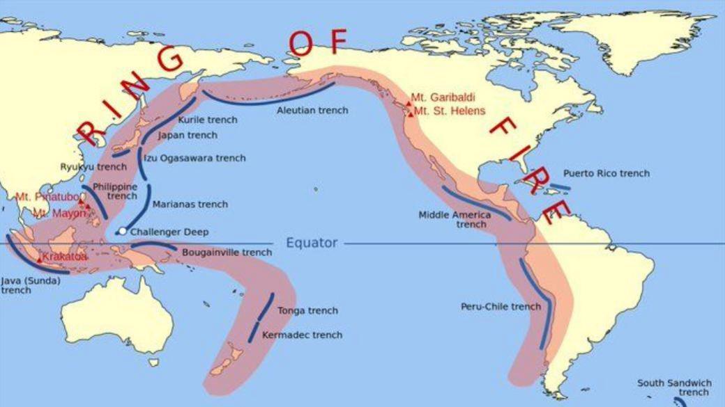 A map of the ring of fire from UN Office for Disaster Risk Reduction.