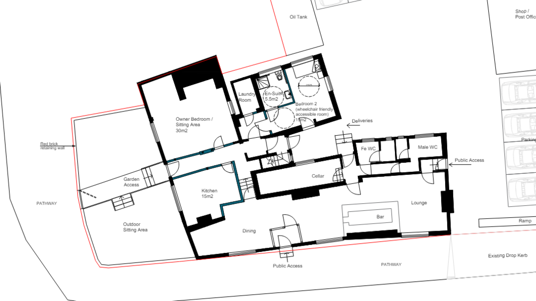 Plans for the pub's ground floor