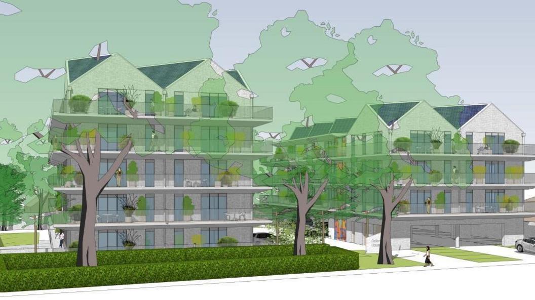 Digital illustration of blocks of apartments in Derby
