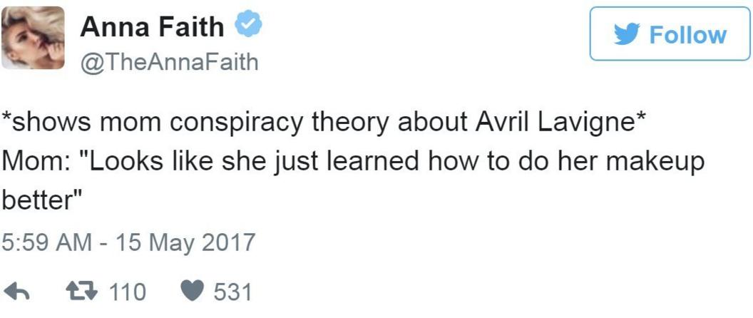 Screen grab of tweet by @TheAnnaFaith