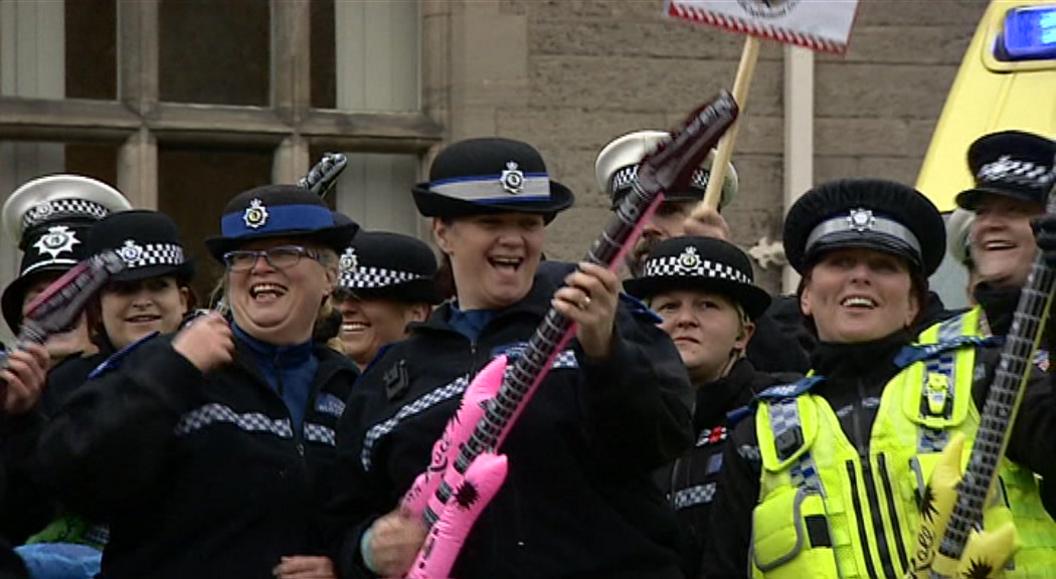 Singing police officers