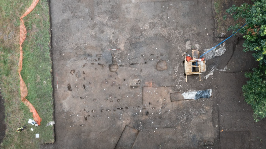 Drone footage of the trenches and the dig.