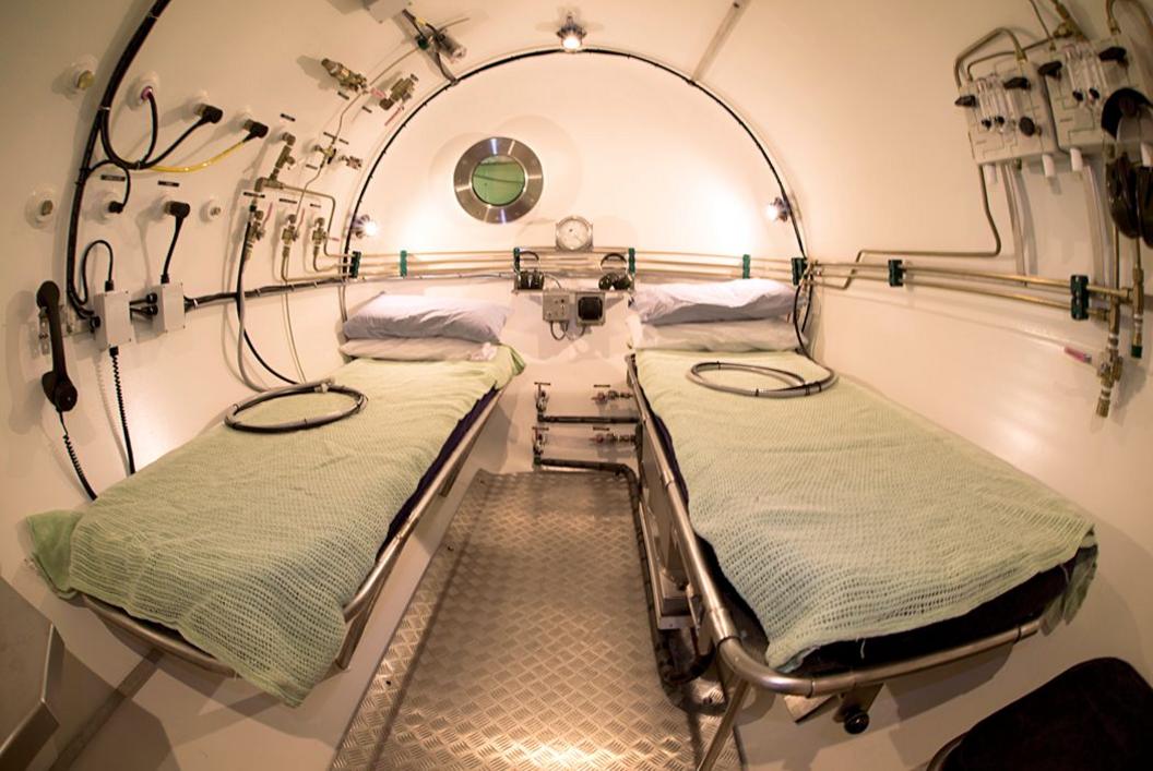 The inside of the hyperbaric chamber in Oban