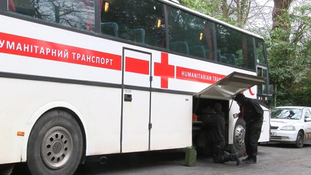 A humanitarian aid bus