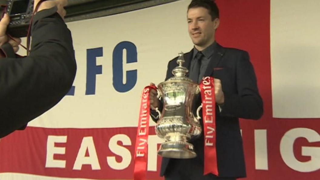 Eastleigh manager Chris Todd with the FA Cup