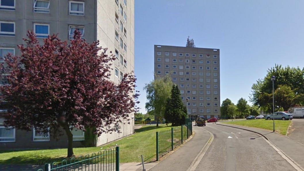 Biart Place, with two tower blocks in the frame