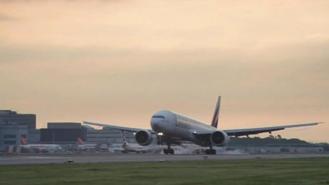 Plane landing at Gatwick Airport