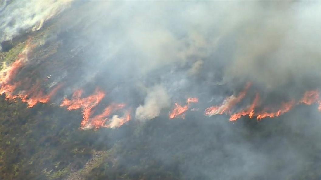 A gorse fire on Alltwen, Conwy