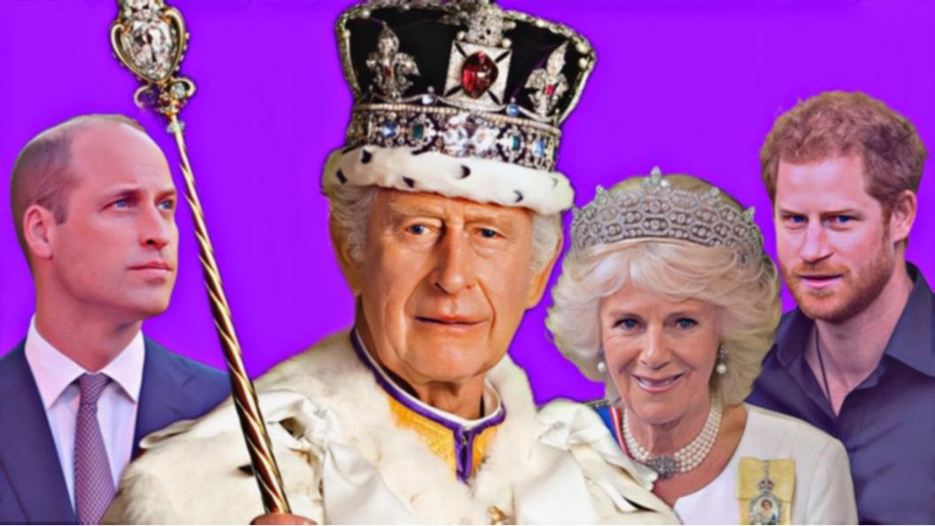 Prince William, King Charles III, Queen Camilla, Prince Harry.