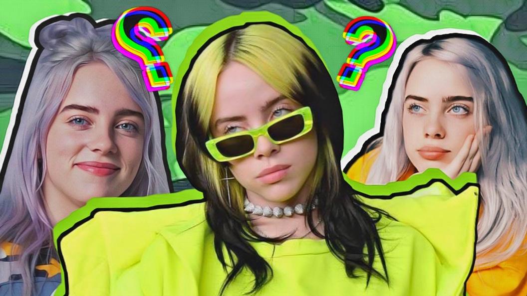 Billie Eilish with different hair colours.