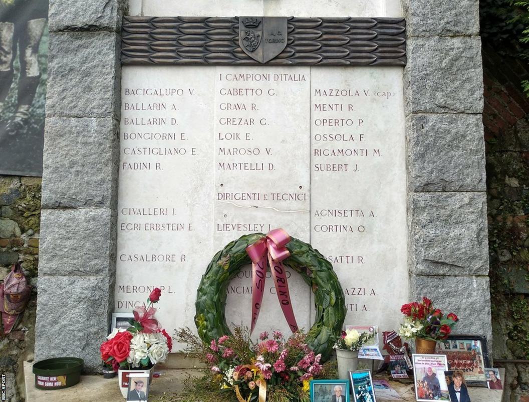 Monument to Torino's team at the Superga hill