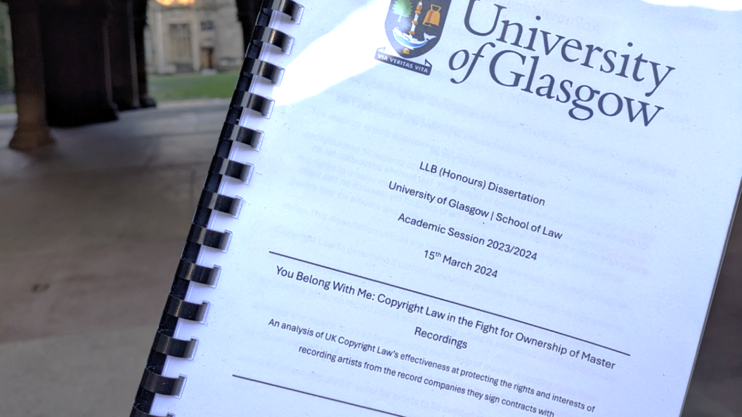 Front page of the dissertation: You Belong With Me: Copyright Law in the Fight for Ownership of Master Recordings.