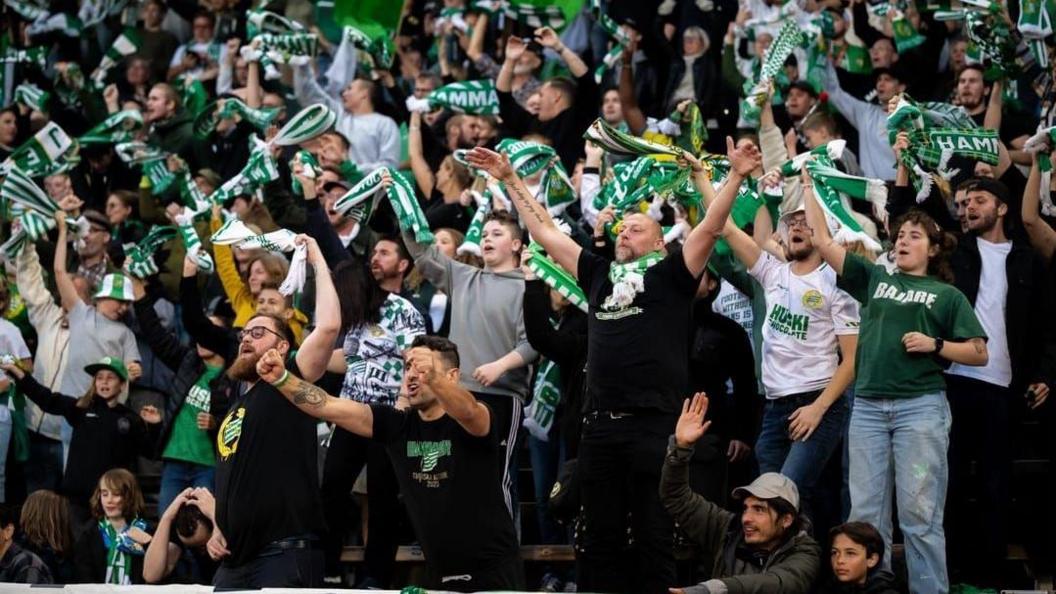 Hammarby fans during their win at Djurgardens in September