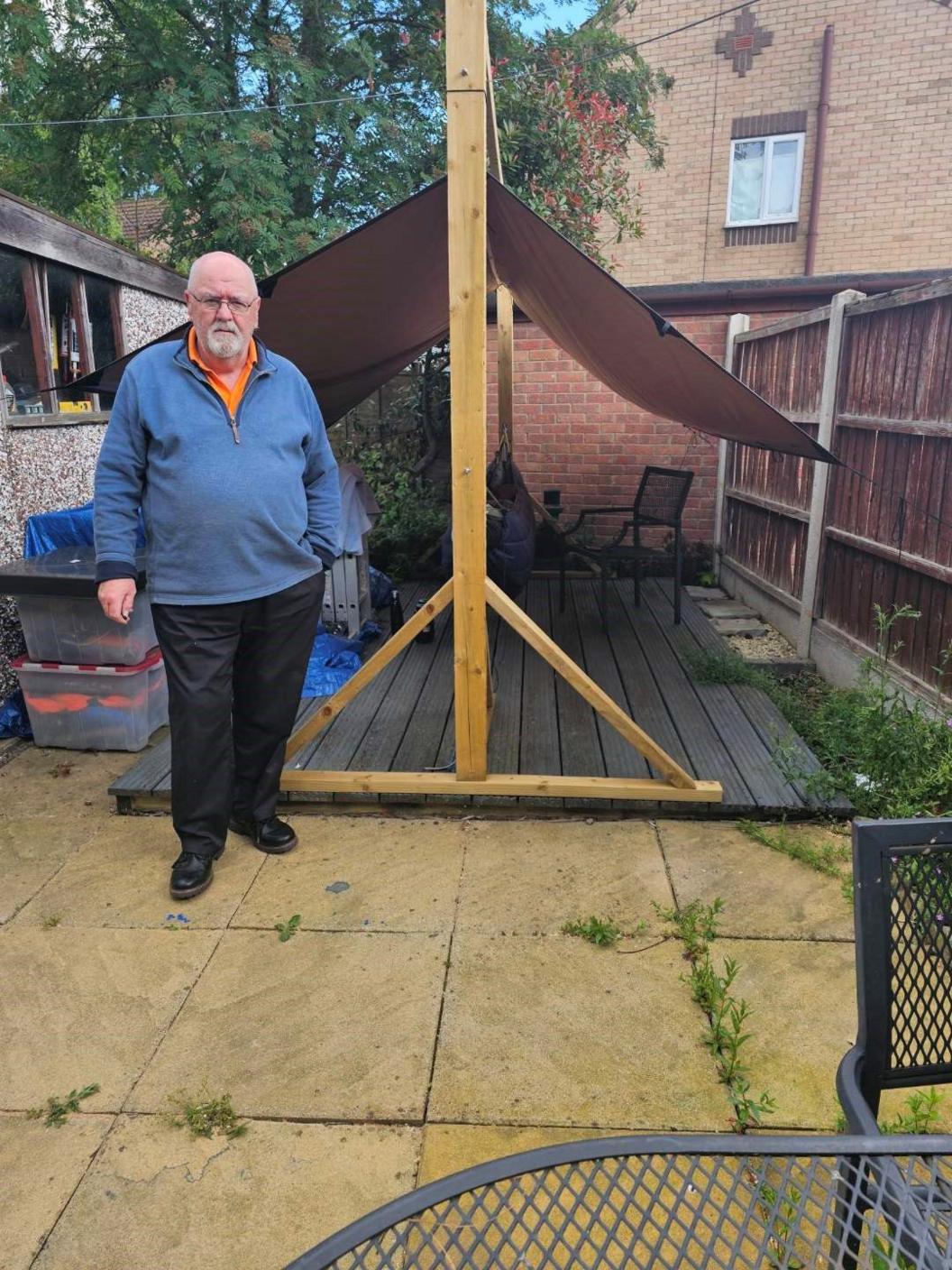 Mr Priestley with his hammock set-up