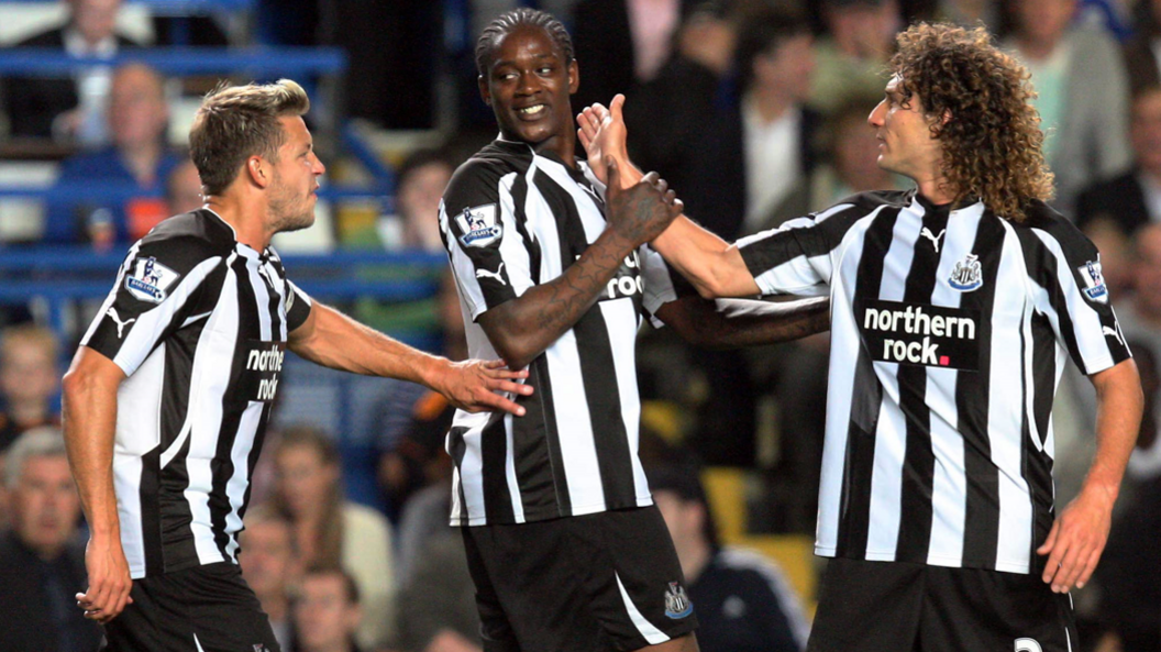 Nile Ranger celebrates scoring for Newcastle in their 4-3 League Cup win at Chelsea in 2010