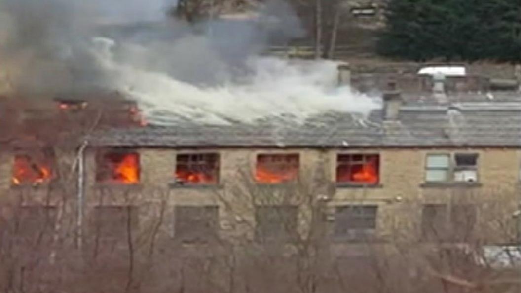 Mill fire in Huddersfield