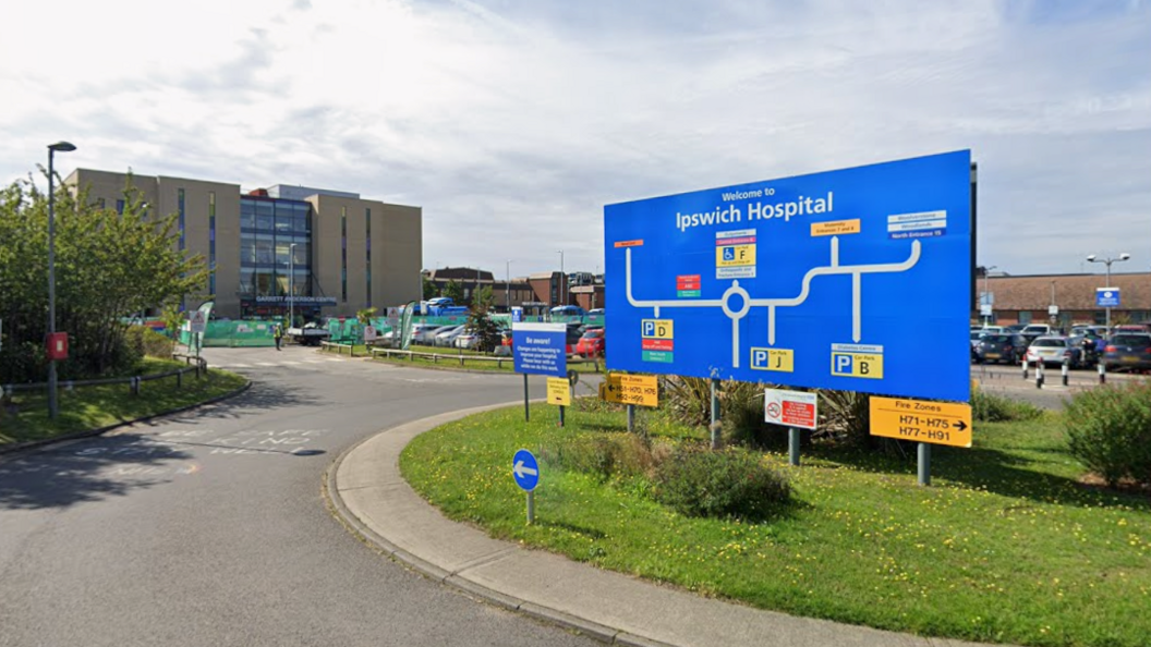 Ipswich Hospital exterior showing direction signage