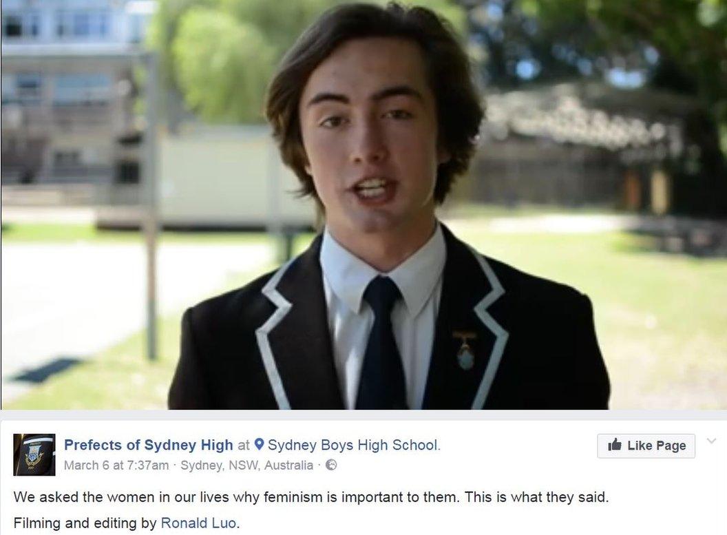 Screengrab from the Prefects of Sydney High Facebook page