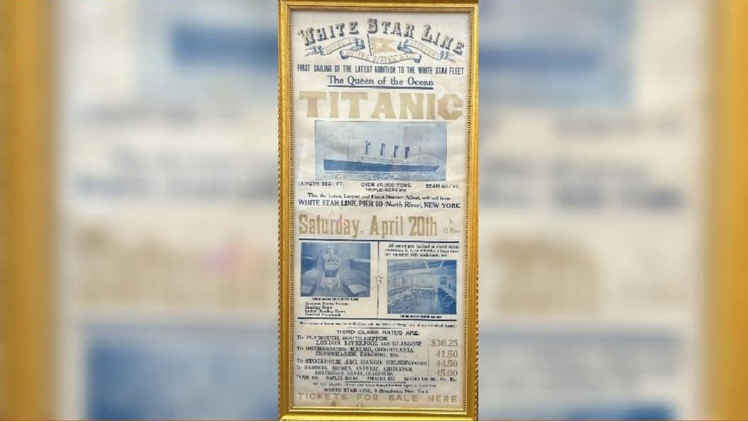 A Titanic poster advertising third-class tickets.