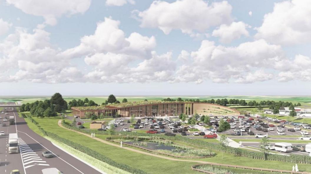 An artist's impression of the proposed Vale of York motorway service station.