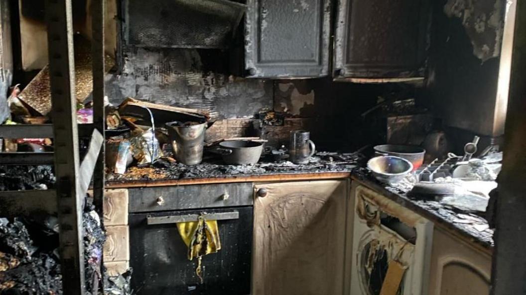 Burnt down kitchen