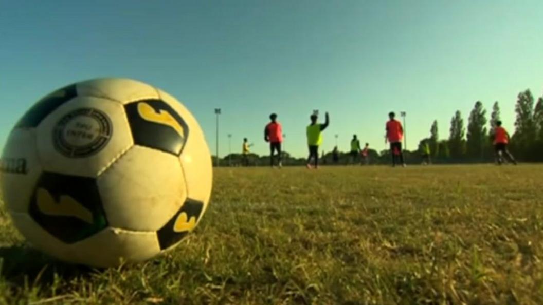 Football on pitch