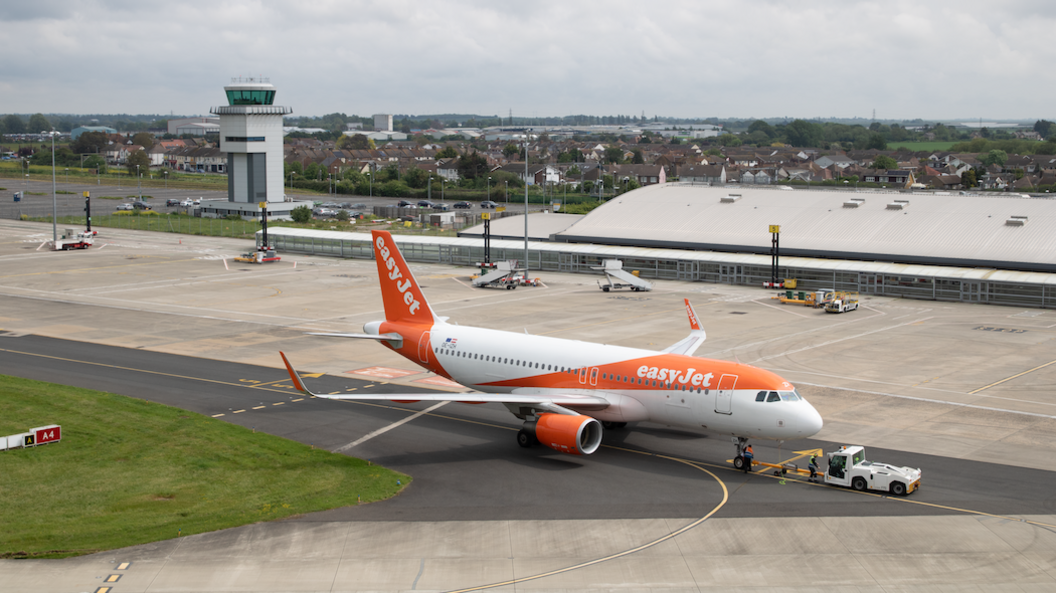 An Easyjet plane at London Southend Airport