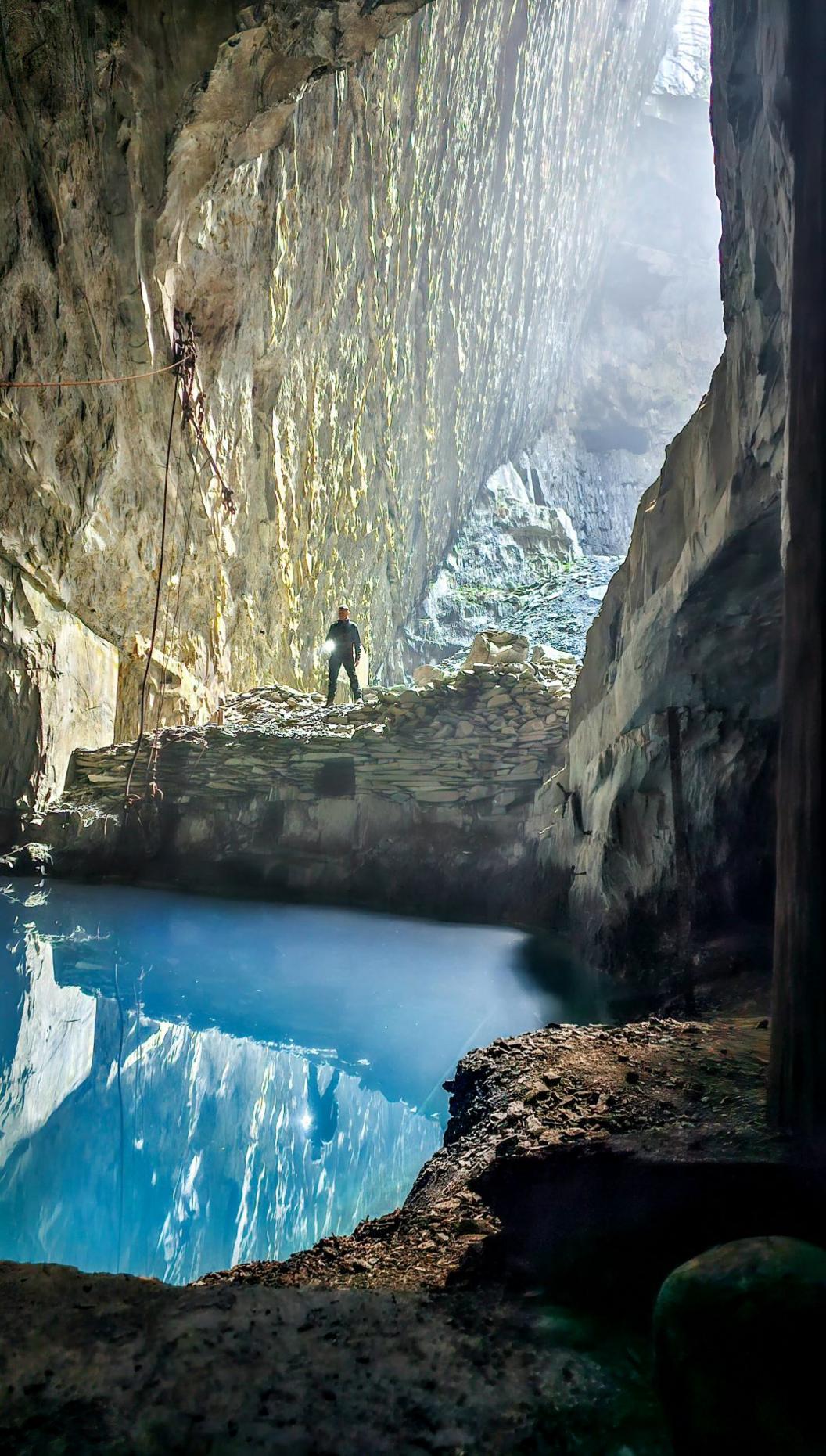 Steve in an underground Welsh slate mine