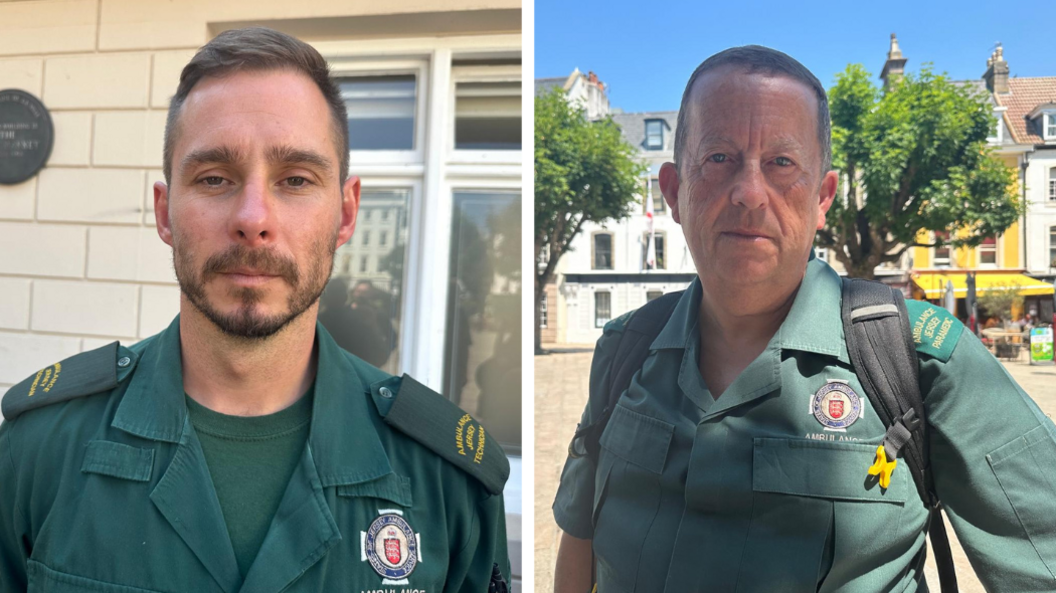 Tom Le Sauteur and John Sutherland in ambulance service uniform