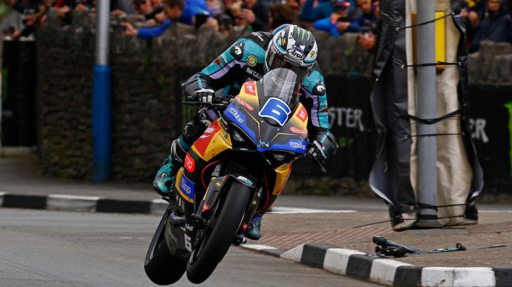 Michael Dunlop on board his V2 Ducati