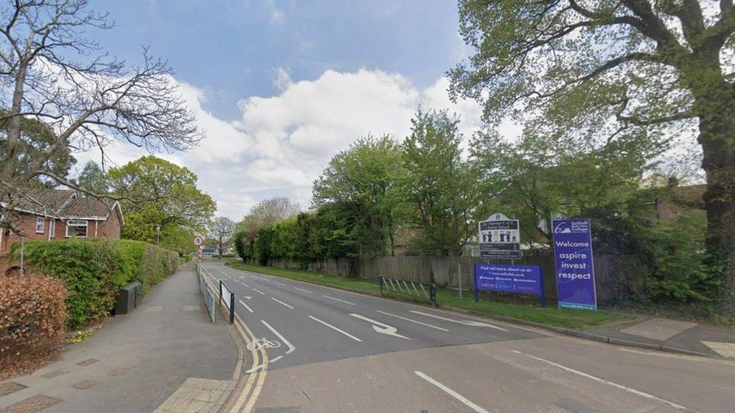 Road leading to Solihull Sixth Form College