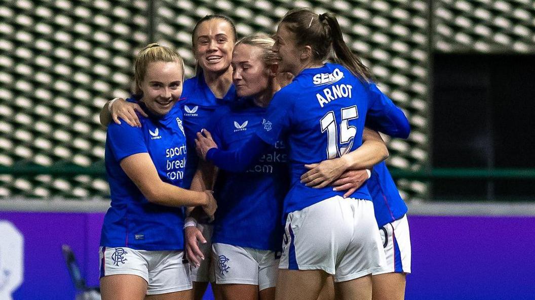 Rangers players celebrate