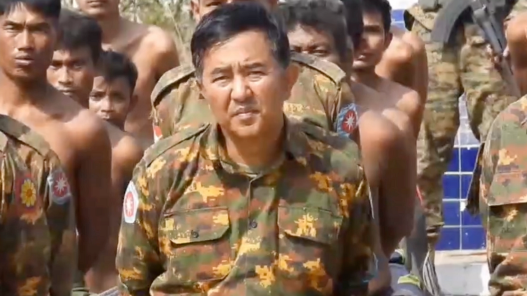 Brigadier-General Thurein Tun (centre) in the Arakan Army footage