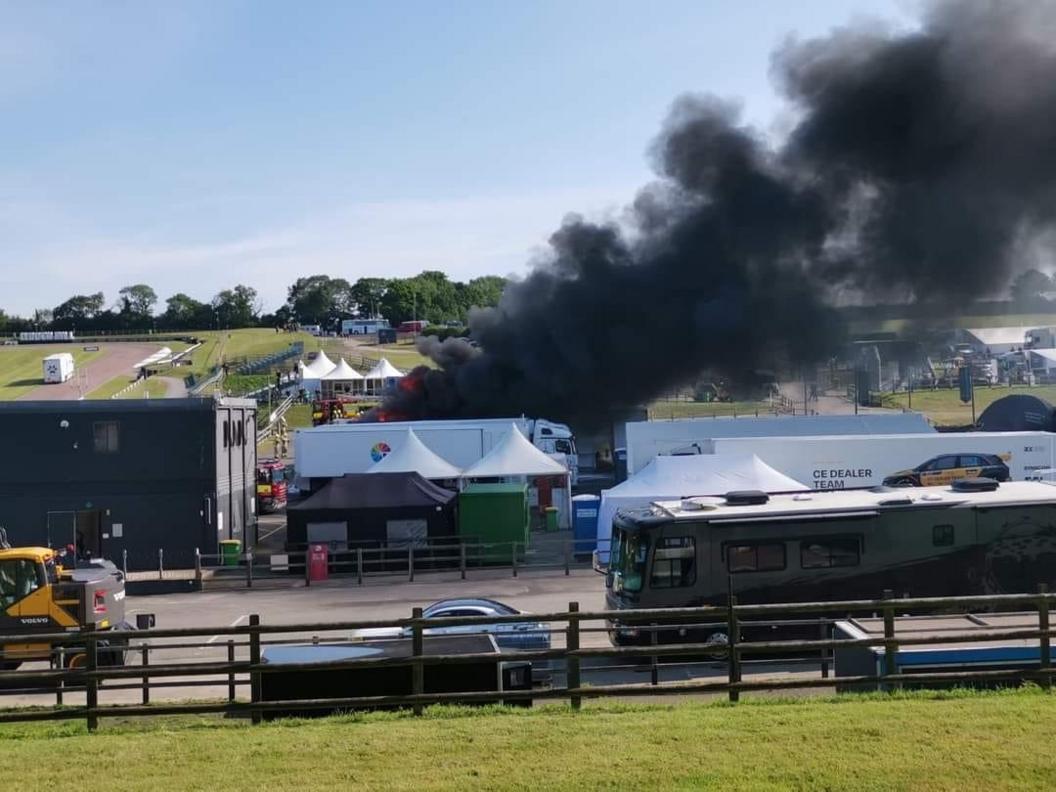 Black plumes of smoke coming from the race course in Lydden Hill