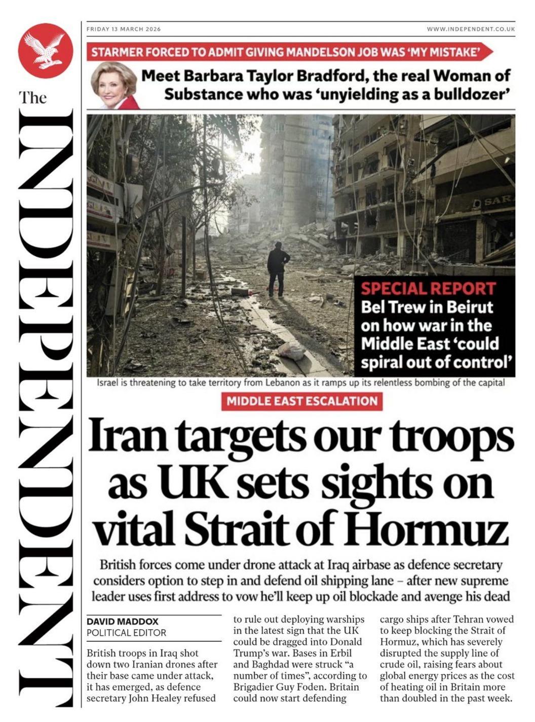 “Irani shënjestron trupat tona ndërsa Mbretëria e Bashkuar synon Ngushticën jetike të Hormuzit”, thuhet në titullin kryesor në faqen e parë të gazetës Independent.