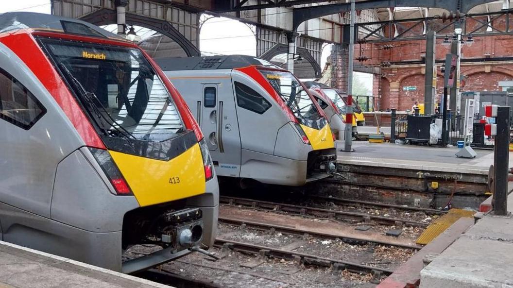 Greater Anglia trains at Norwich Railway Station