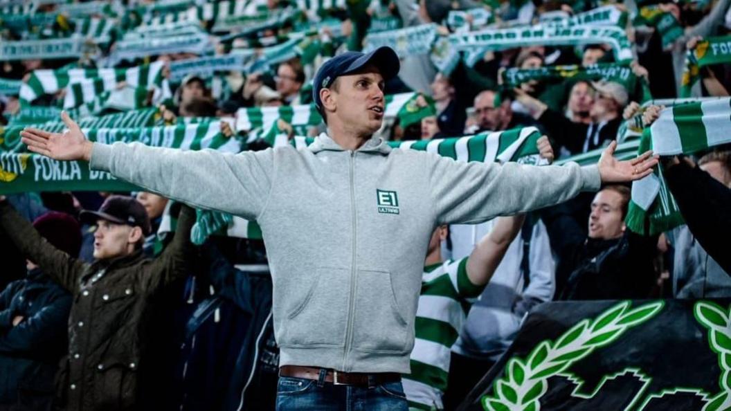 Hammarby supporter Simon Sandstrom during a match