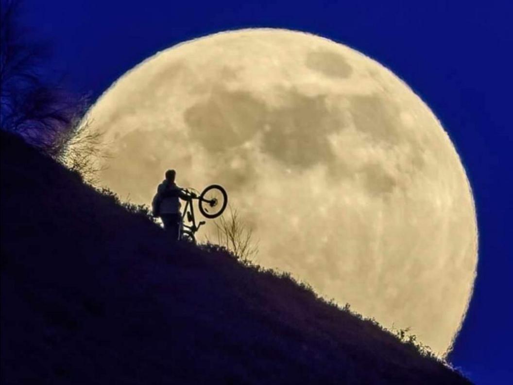 Full moon from Trealaw mountain, Tonypandy, Rhondda Cynon Taf