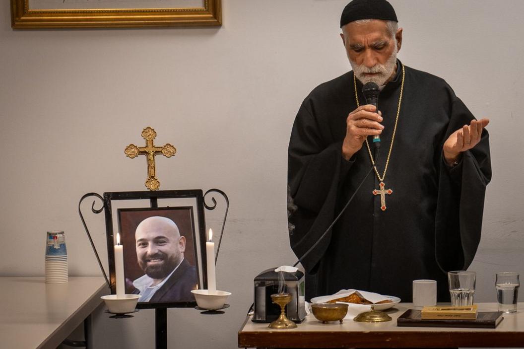 A picture of Salim Iskef, one of the victims of Tuesday's attack, at a memorial service for him held in Orebro this week.